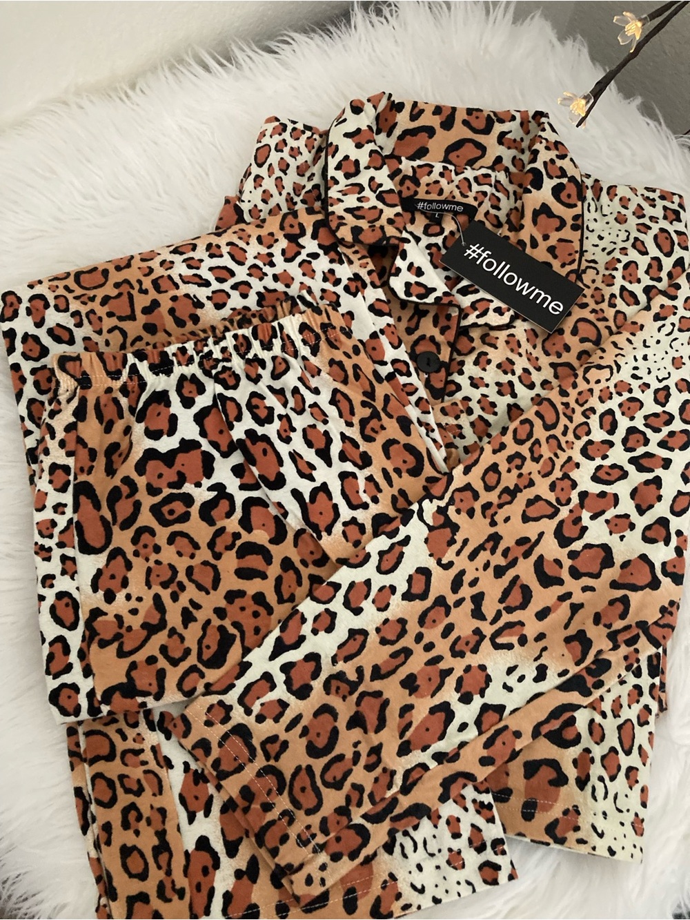 #followme Printed Flannel PJ Set